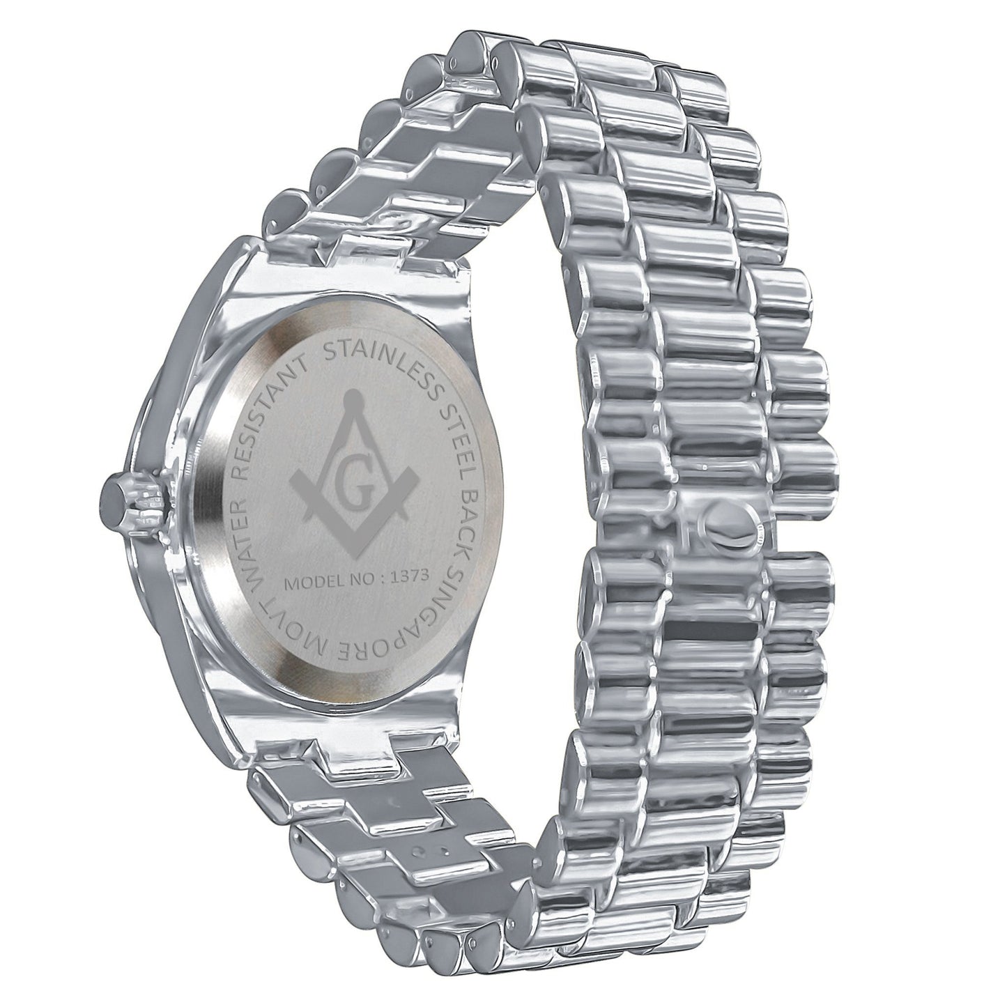 Reloj con correa de metal brillante