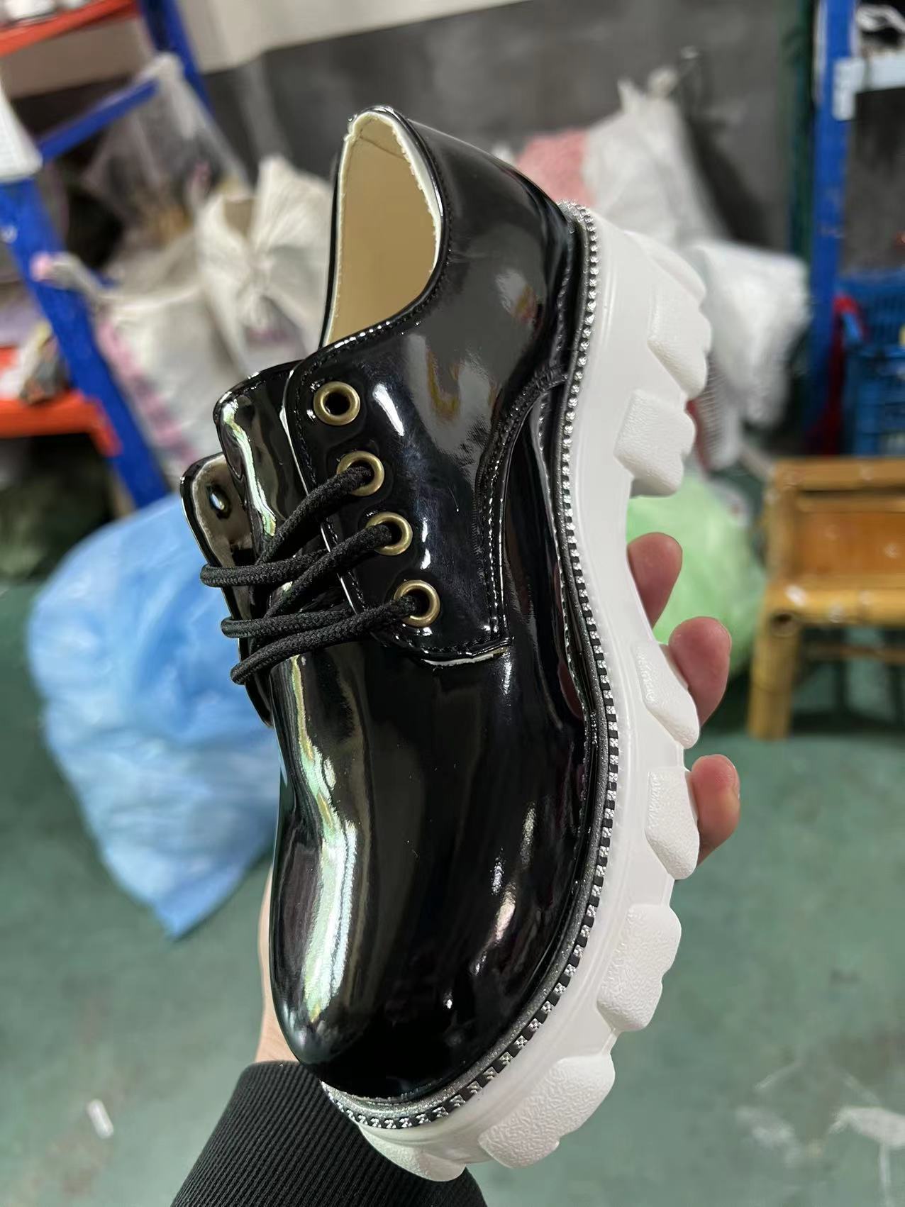 Zapatos Oxford de plataforma plana con tacón grueso para mujer
