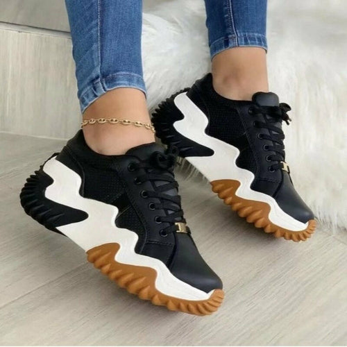 Zapatillas de plataforma informales vulcanizadas y transpirables para mujer