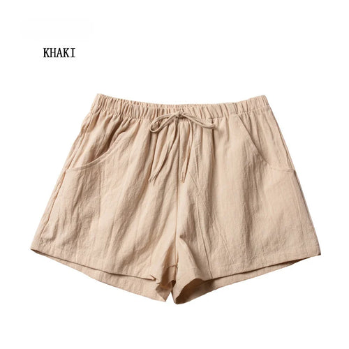 Pantalones cortos casuales de lino para mujer