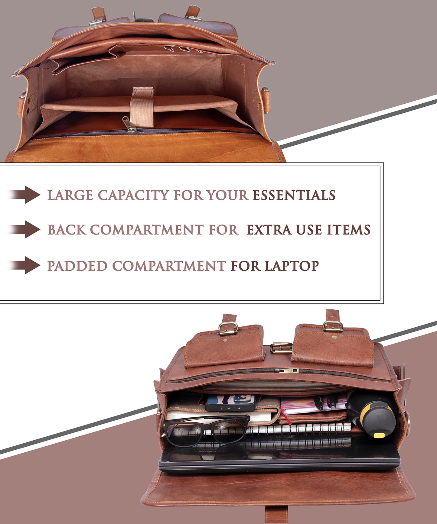 Bolso bandolera de piel auténtica con portatil para hombre de Salmon Alder