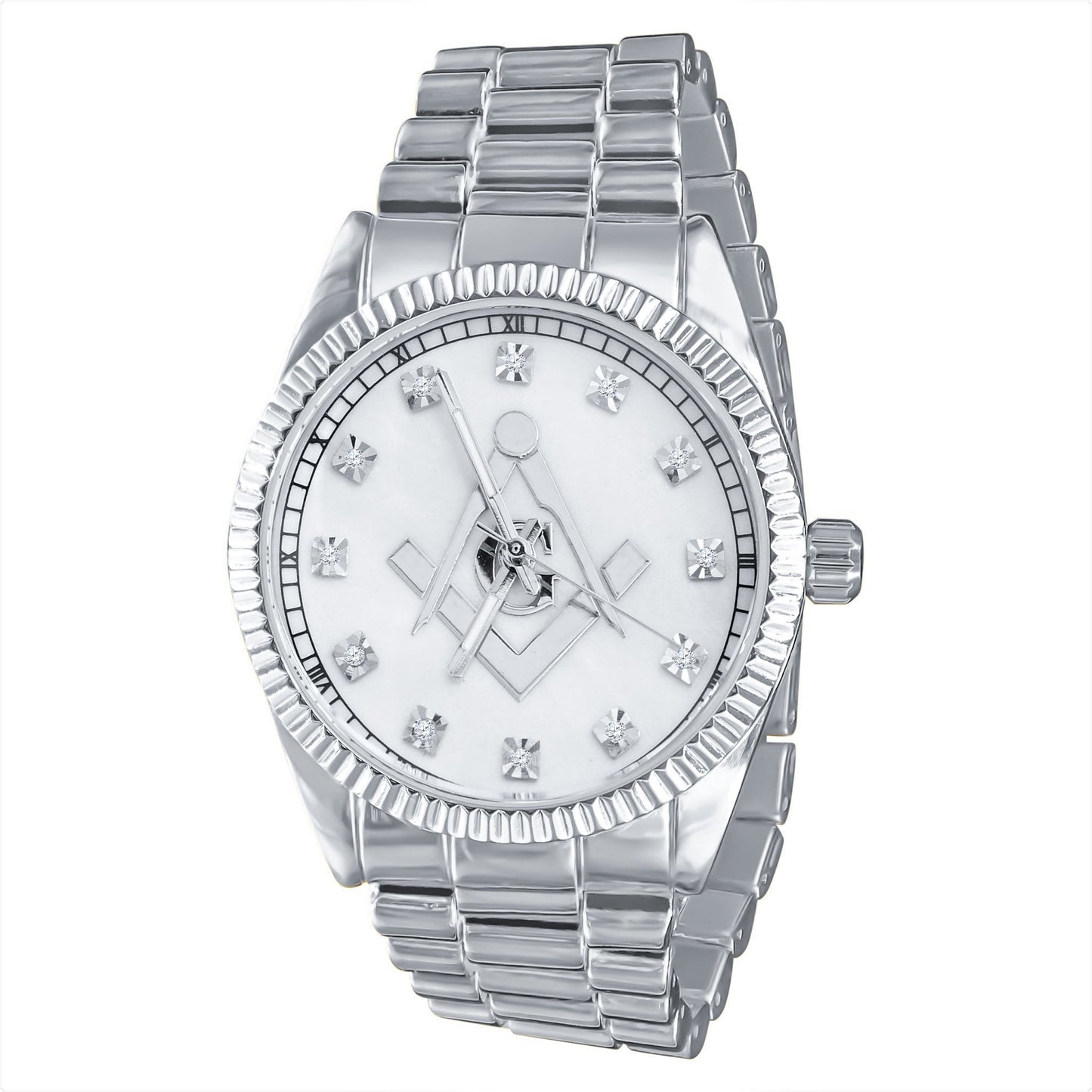 Reloj con correa de metal brillante