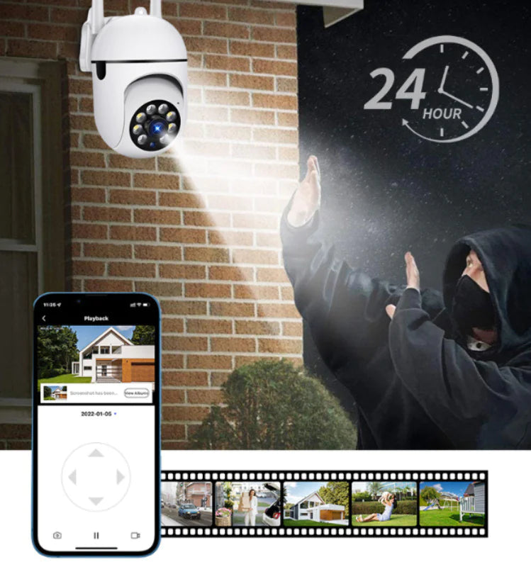 Cámara de pared con bombilla HD con visión nocturna y control remoto para interiores y exteriores