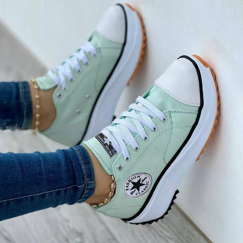 Zapatillas casuales de lona con estampado para mujer