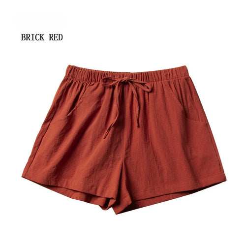 Pantalones cortos casuales de lino para mujer 
