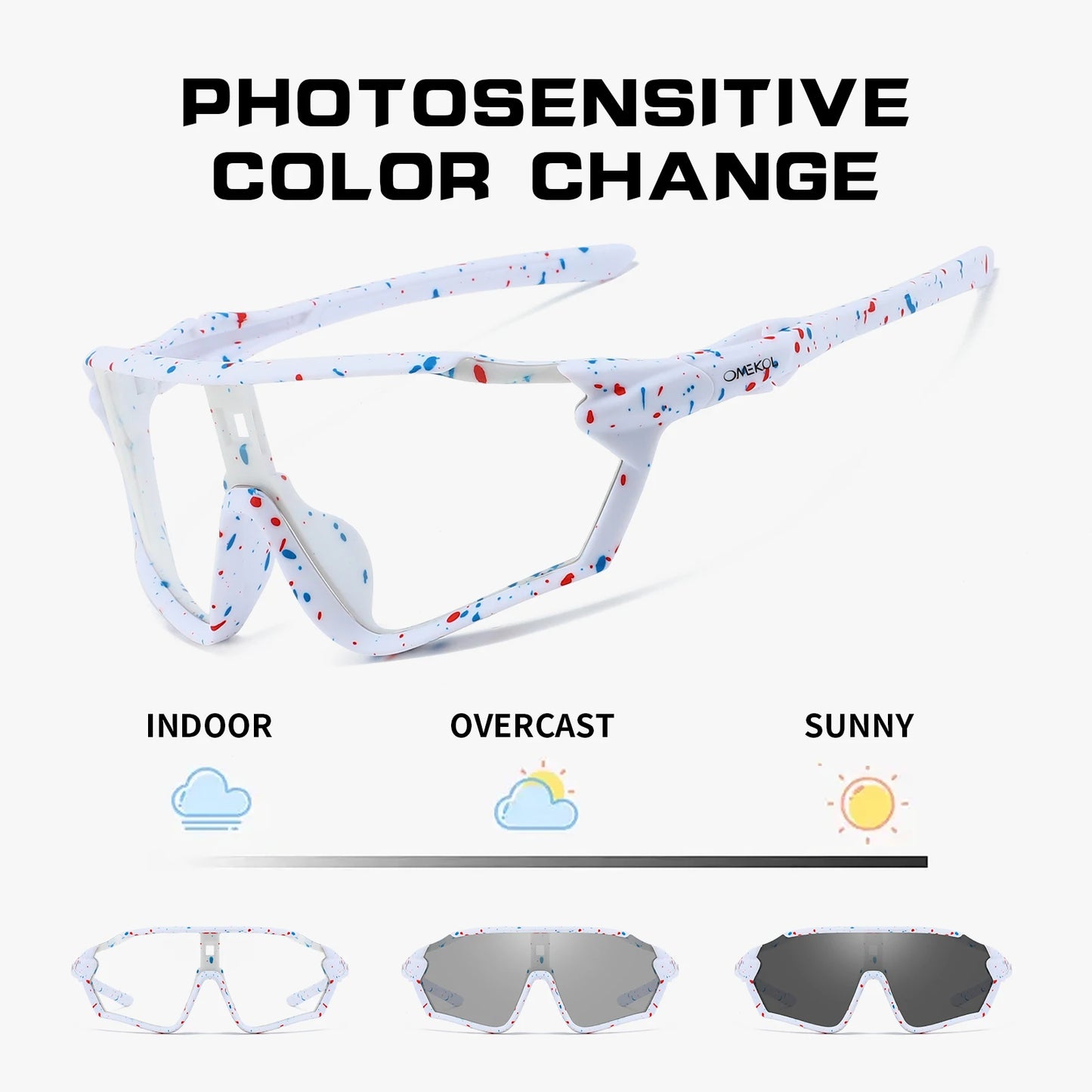 Gafas de sol fotocromáticas para ciclismo OMEKOL con protección UV para hombres y mujeres
