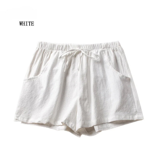 Pantalones cortos casuales de lino para mujer 