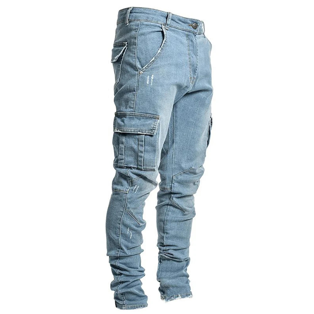 Vaqueros ajustados rotos de moda urbana para hombre 