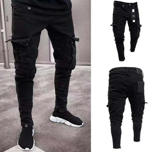 Vaqueros ajustados rotos de moda urbana para hombre 