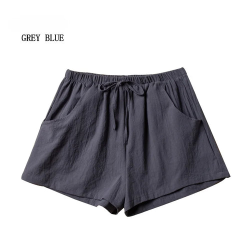 Pantalones cortos casuales de lino para mujer 