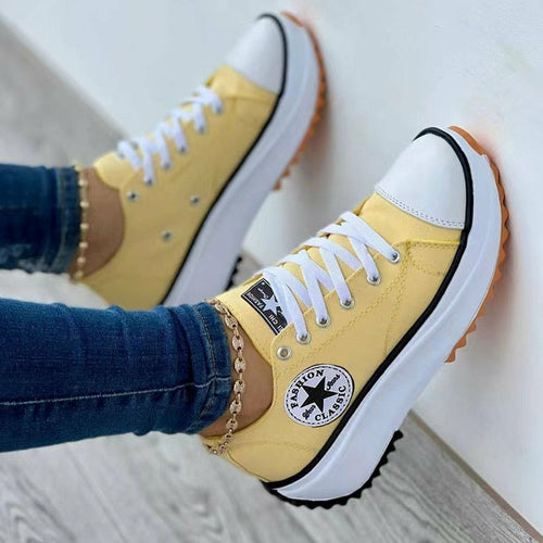 Zapatillas casuales de lona con estampado para mujer