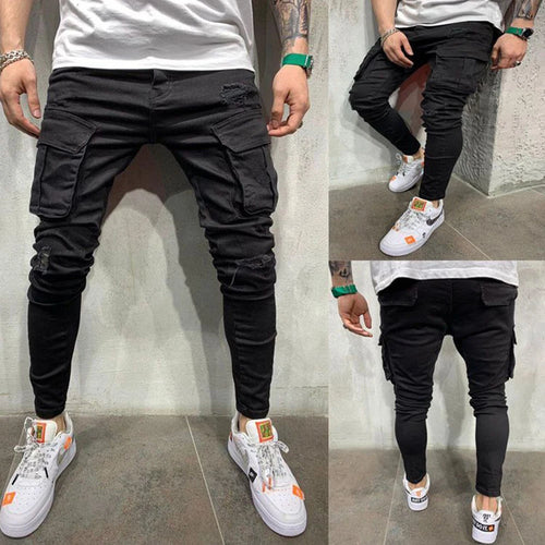 Vaqueros ajustados rotos de moda urbana para hombre 