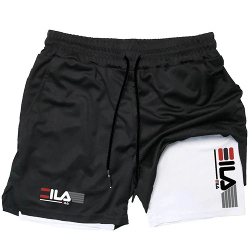 Pantalones cortos deportivos dos en uno para hombre, transpirables, informales y de secado rápido.