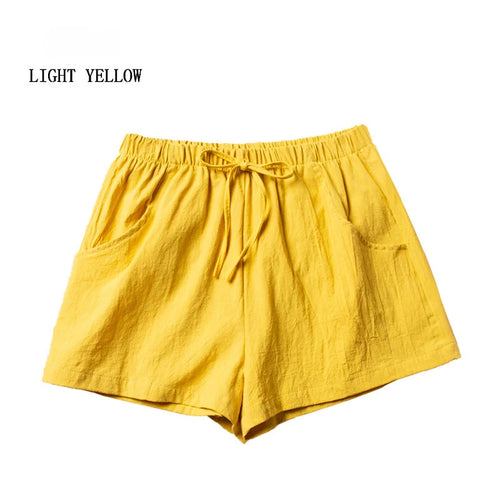 Pantalones cortos casuales de lino para mujer 