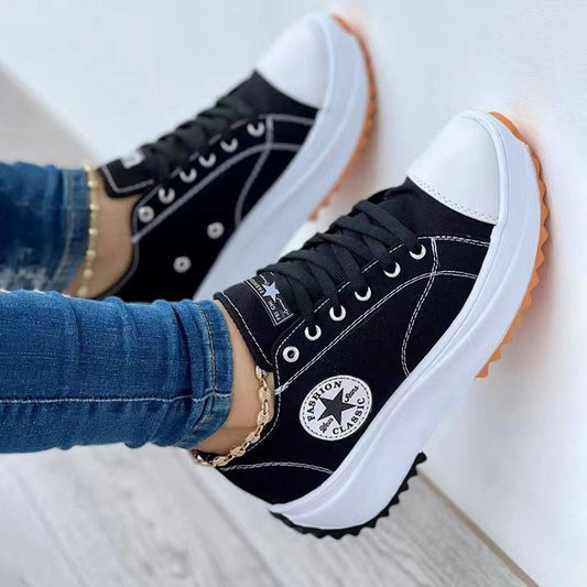 Zapatillas casuales de lona con estampado para mujer
