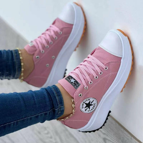Zapatillas casuales de lona con estampado para mujer