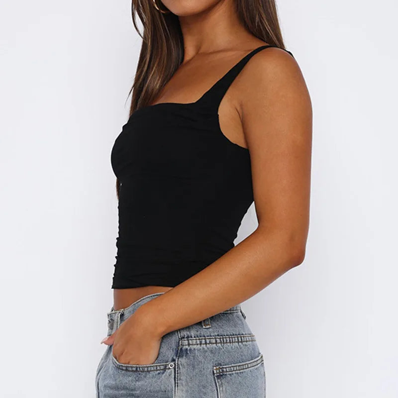 Nuevas camisetas sin mangas para mujer, de verano, lisas, sexis, sin espalda, ropa de calle informal, ajustadas 