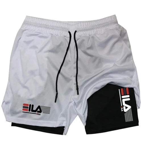 Pantalones cortos deportivos dos en uno para hombre, transpirables, informales y de secado rápido.