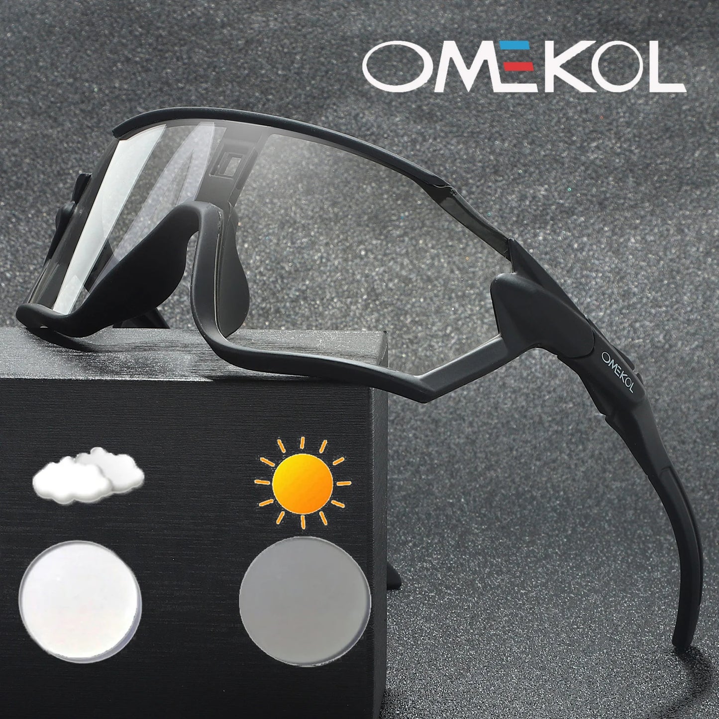 Gafas de sol fotocromáticas para ciclismo OMEKOL con protección UV para hombres y mujeres