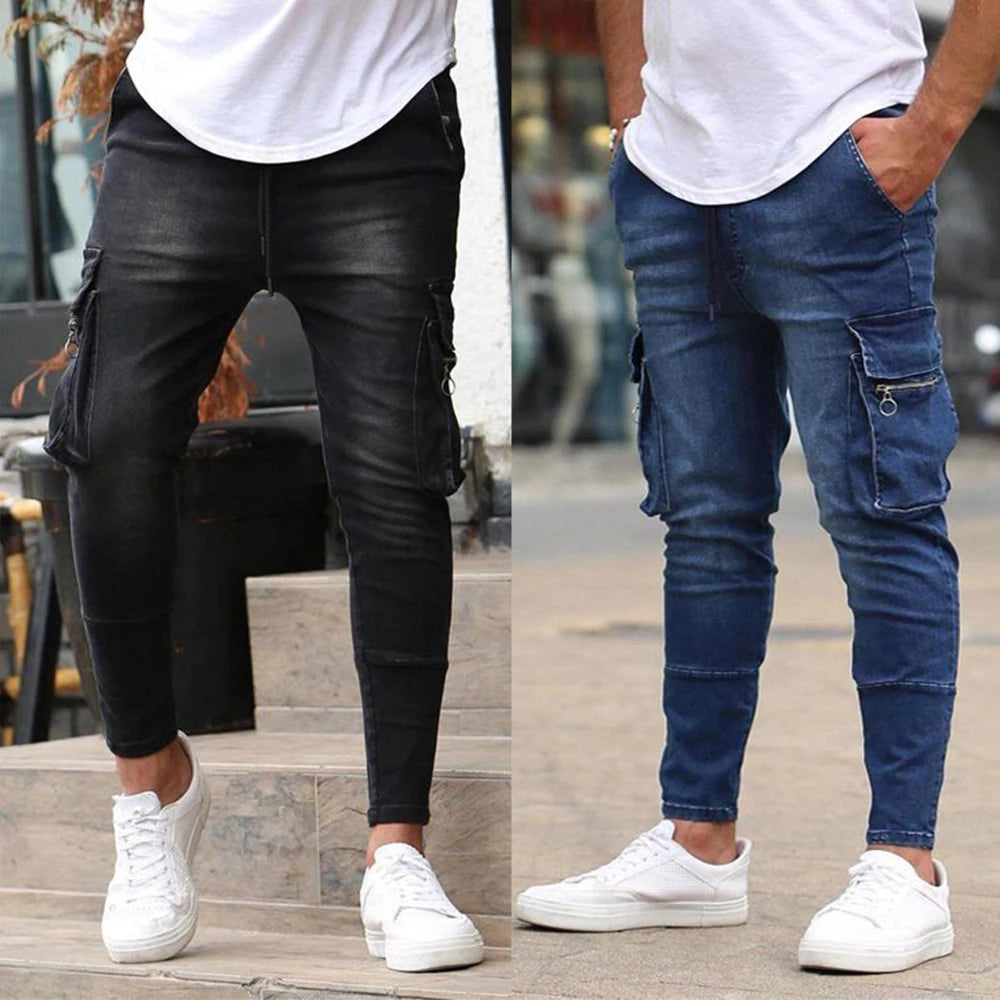 Vaqueros ajustados rotos de moda urbana para hombre 