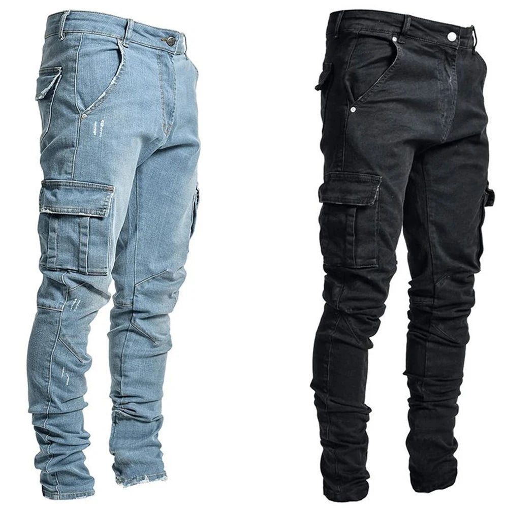 Vaqueros ajustados rotos de moda urbana para hombre 