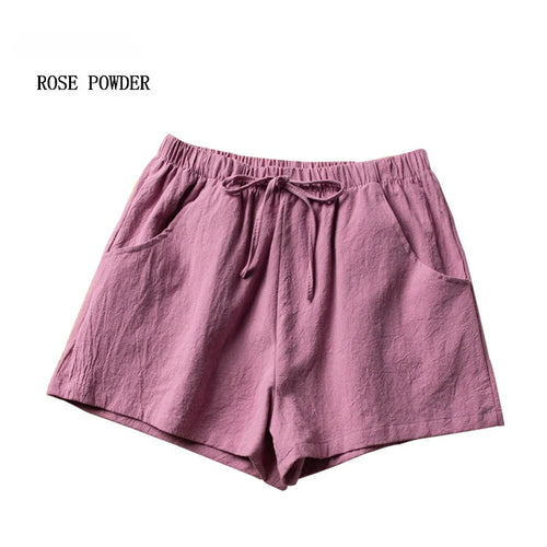Pantalones cortos casuales de lino para mujer 