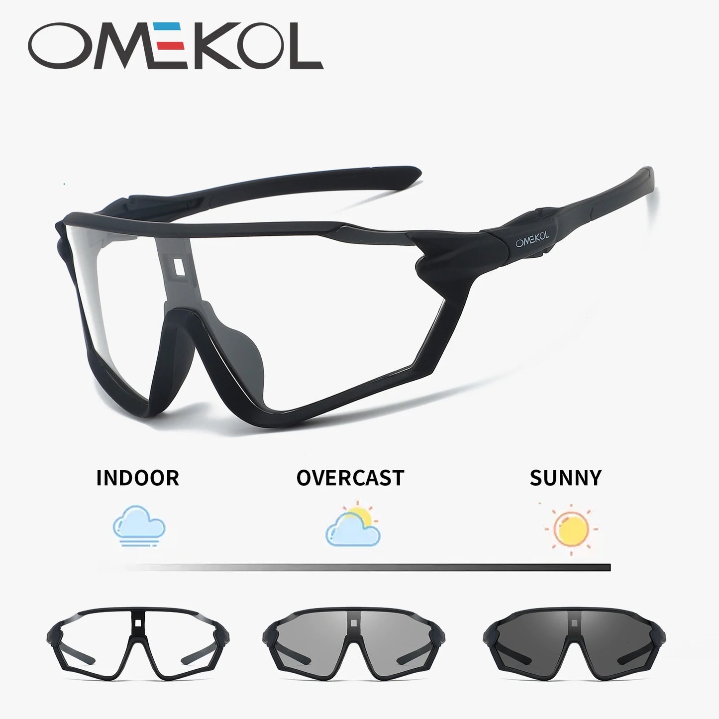 Gafas de sol fotocromáticas para ciclismo OMEKOL con protección UV para hombres y mujeres