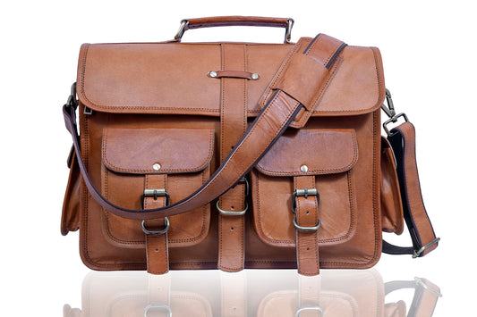 Bolso bandolera de piel auténtica con portatil para hombre de Salmon Alder 