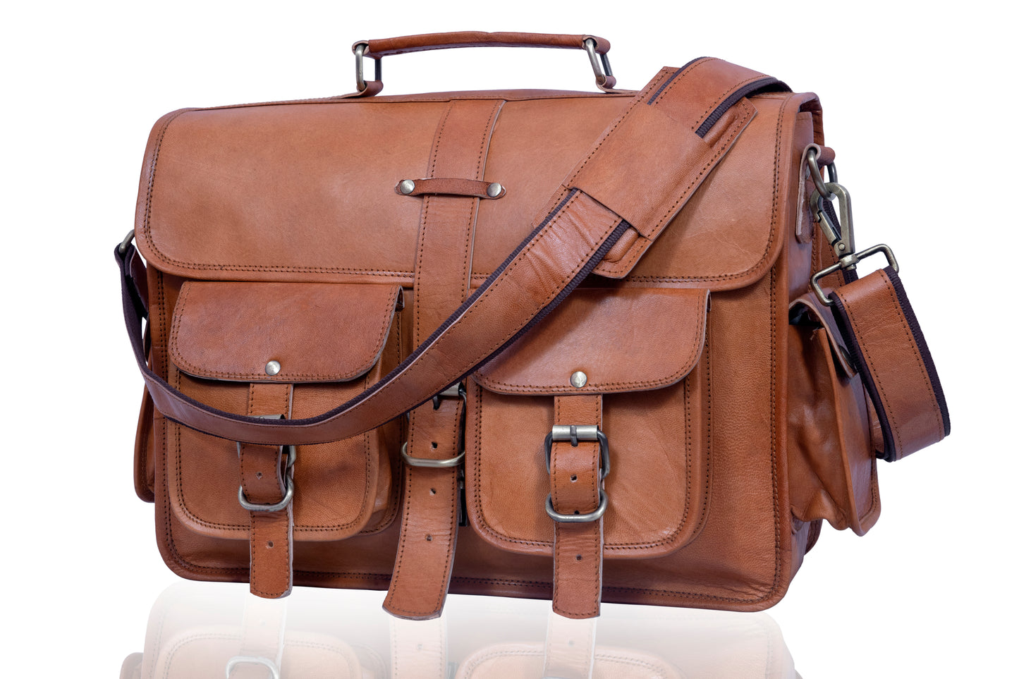 Bolso bandolera de piel auténtica con portatil para hombre de Salmon Alder 