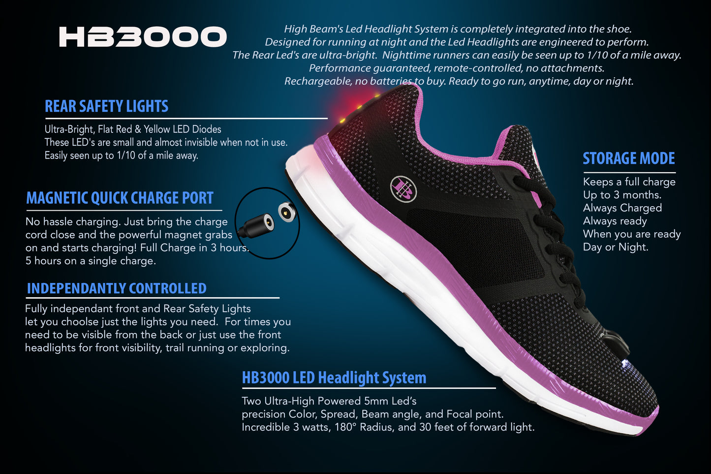 Zapatillas de running nocturnas para mujer con luces de seguridad integradas