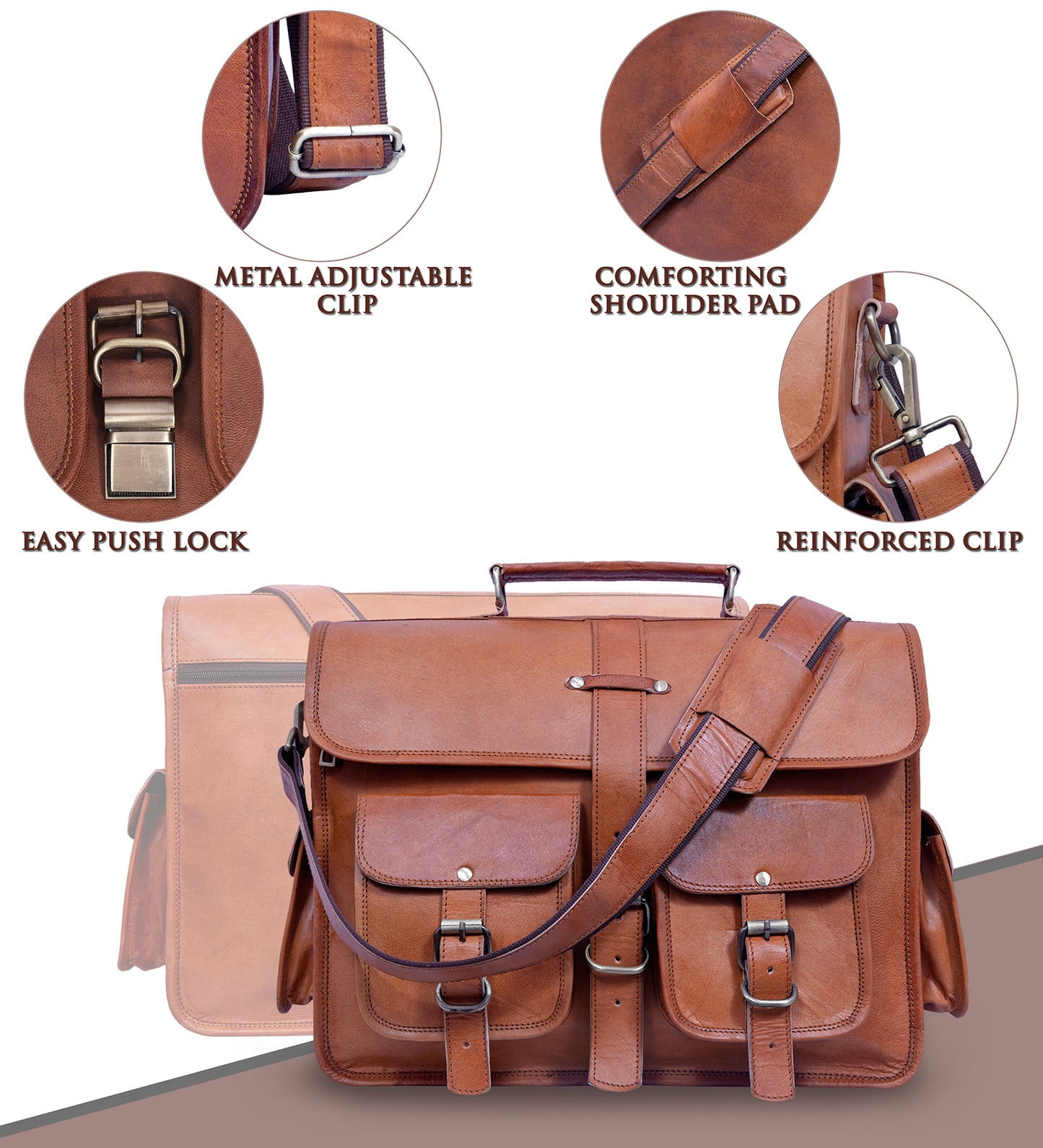 Bolso bandolera de piel auténtica con portatil para hombre de Salmon Alder 