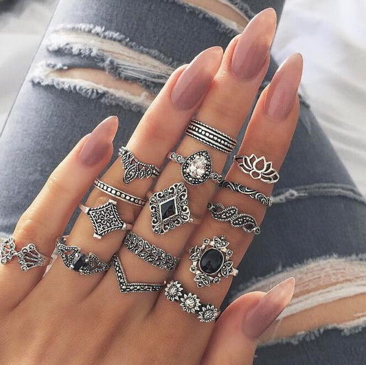 Juego de anillos de flores