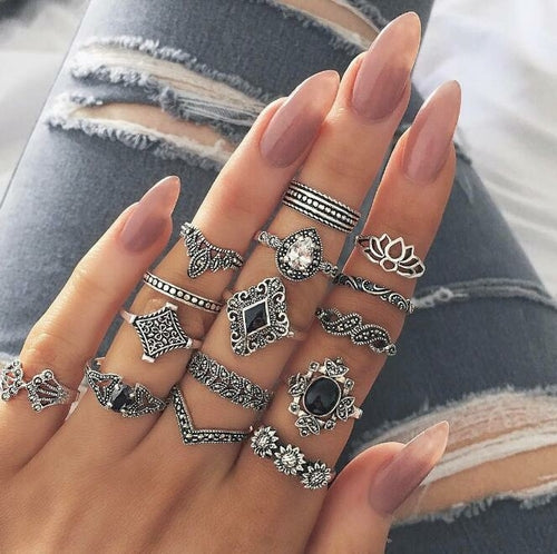 Juego de anillos de flores
