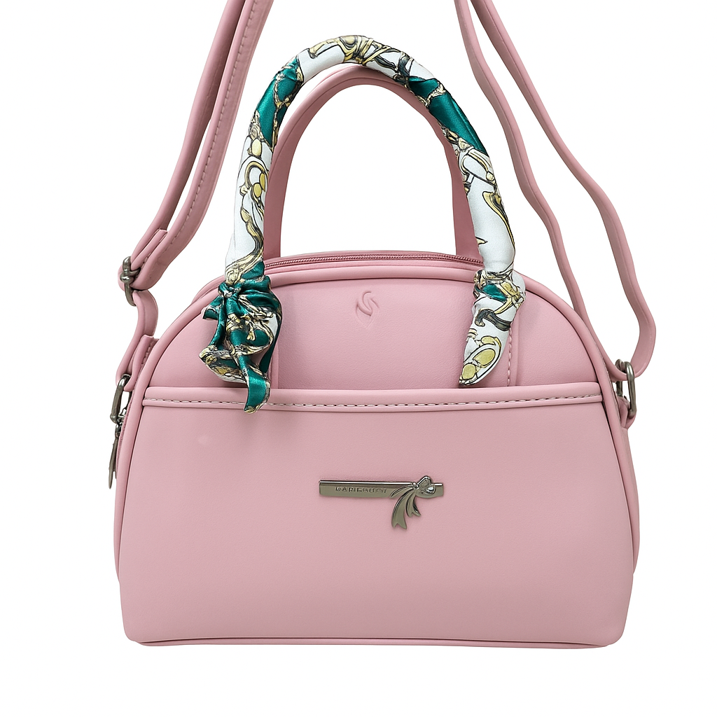 Elegante bolso rosa con asa estampada de Fuchsia Bamboo