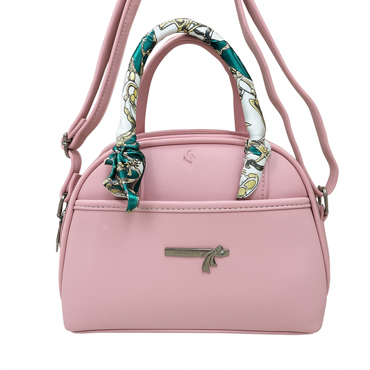 Elegante bolso rosa con asa estampada de Fuchsia Bamboo