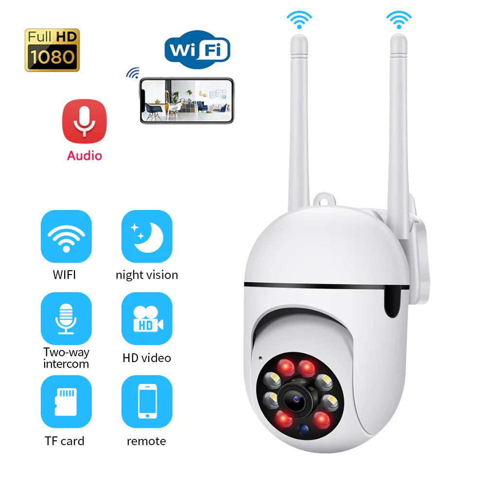 Cámara de pared con bombilla HD con visión nocturna y control remoto para interiores y exteriores