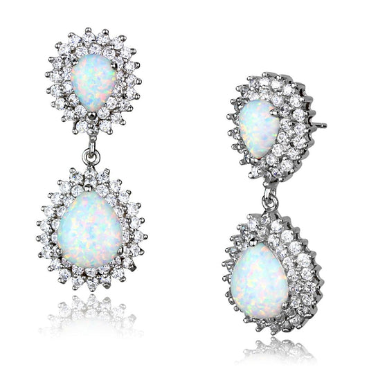Pendientes de plata de ley 925 rodiada con ópalo semiprecioso de Turquoise Tiger