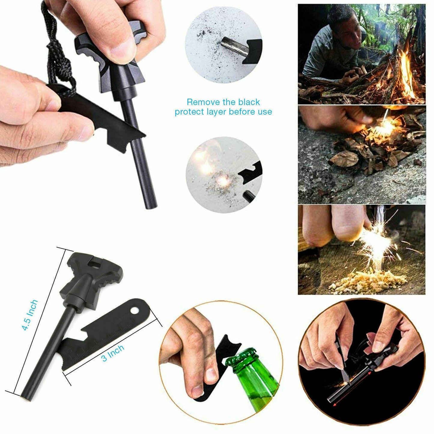 Kit de supervivencia y seguridad para emergencias al aire libre 14 en 1 para acampar