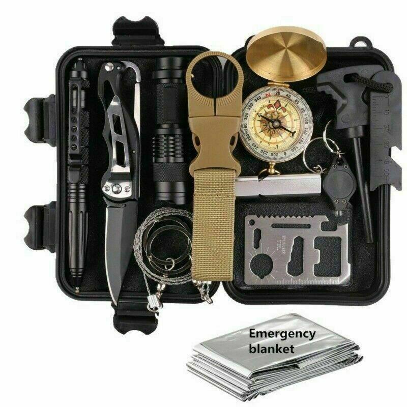 Kit de supervivencia y seguridad para emergencias al aire libre 14 en 1 para acampar