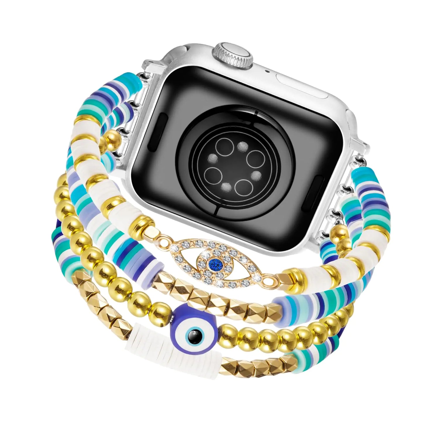 Correa elástica con cuentas para Apple Watch de 38 mm, 40 mm y 41 mm para mujer, estilo bohemio, compatible con iWatch Series 9/8/7/SE/6/5/4/3/2/1.
